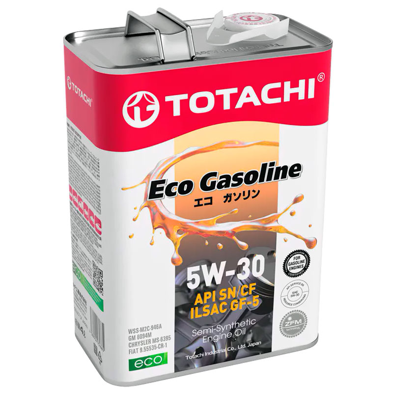 Полусинтетическое моторное масло 5W-30 Eco Gasoline SN/CF, ILSAC GF-5, ACEA C2 4 л. Totachi